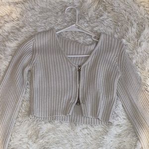 Sweater, White, Zipup, Garage